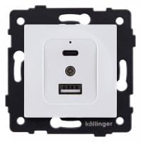 Розетка 2хUSB type A и C без рамки Kollinger  REA-037WH