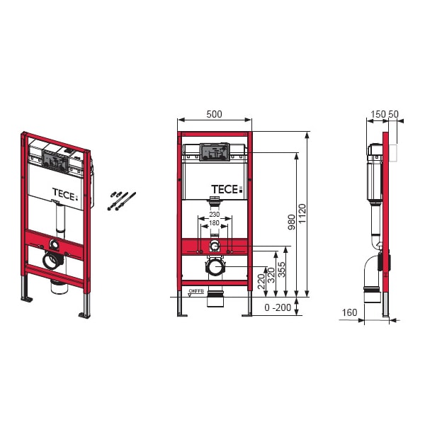 Инсталляция для унитаза TECE Now 9400412 4 в 1 с кнопкой смыва