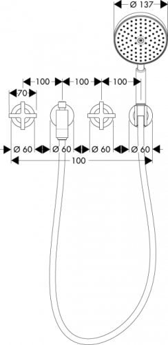 Смеситель для ванны Axor Citterio 39447000 с душевым гарнитуром