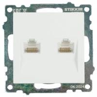 Розетка двойная Ethernet RJ-45 без рамки Stekker Катрин 50003