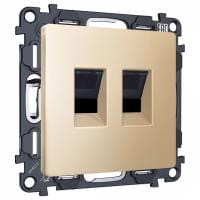 Розетка двойная Ethernet RJ-45 и со шторками, без рамки Ambrella Volt ALFA MA612110