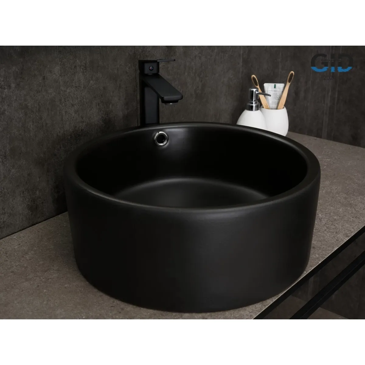 Раковина-чаша GID N9130bg 41,5x41,5 см, накладная, черный графит