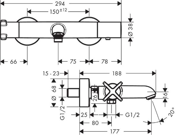 Термостат для ванны Axor Citterio E 36140000