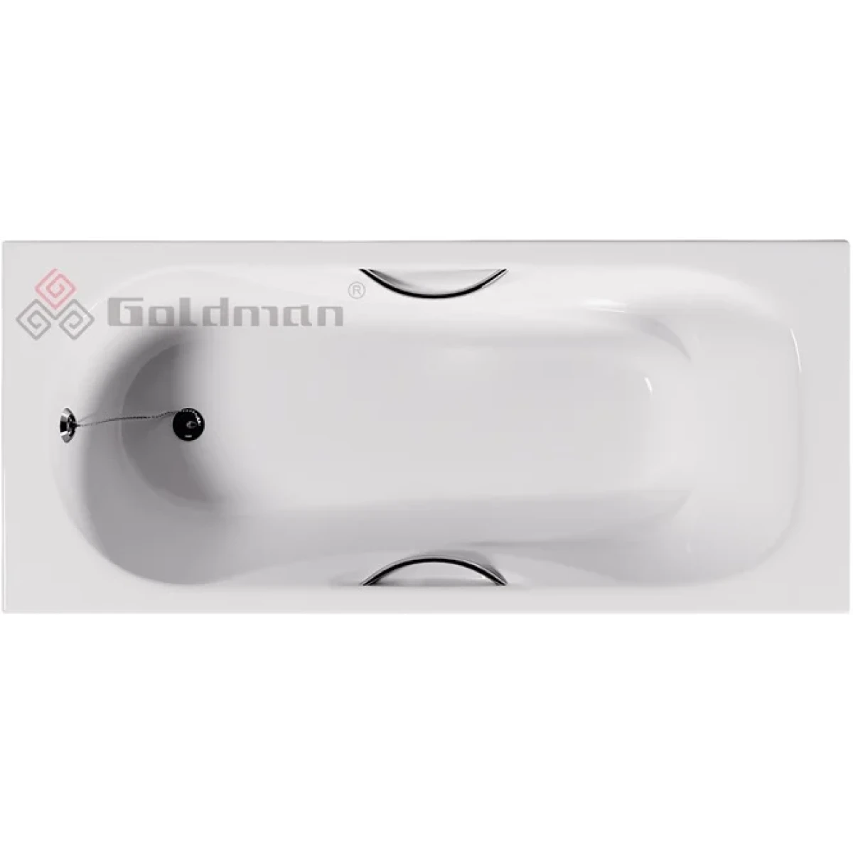 Ванна чугунная Goldman Donni DN14075H 140x75 см, с отверстиями под ручки, белый