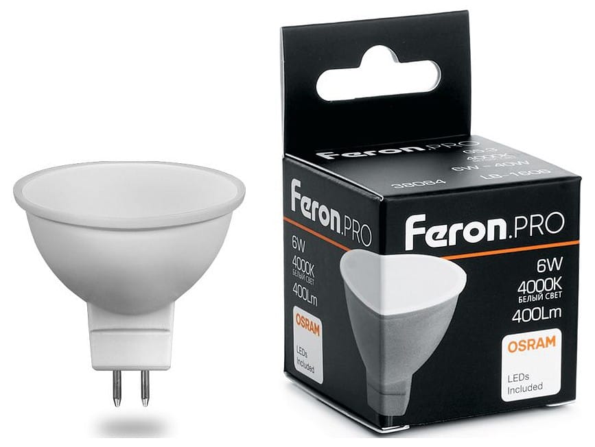 Лампа светодиодная Feron LB-1606 GU5.3 6Вт 4000K 38084