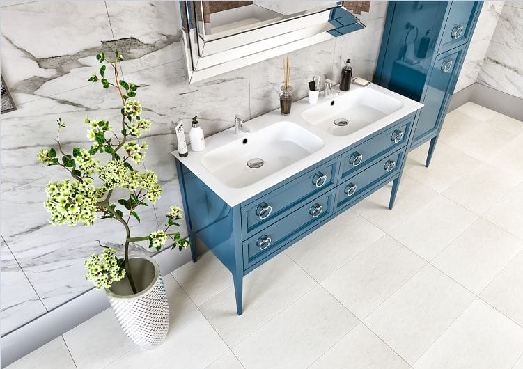 Тумба с двумя раковинами Bagno Piu Vintage 140 матовый океан