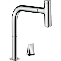 Смеситель для кухни hansgrohe Metris Select M71 200 Eco 1jet sBox 73825000 на 2 отверстия с вытяжным изливом хром