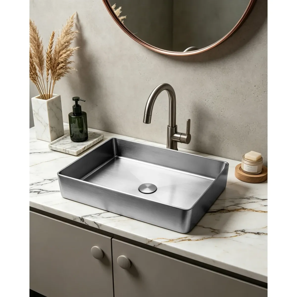 Раковина-чаша Abber Wasser Kreis AF2400SP 51x36 см, накладная, сатин