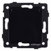 Розетка с заземлением с крышкой, без рамки Kollinger  REA-006BK