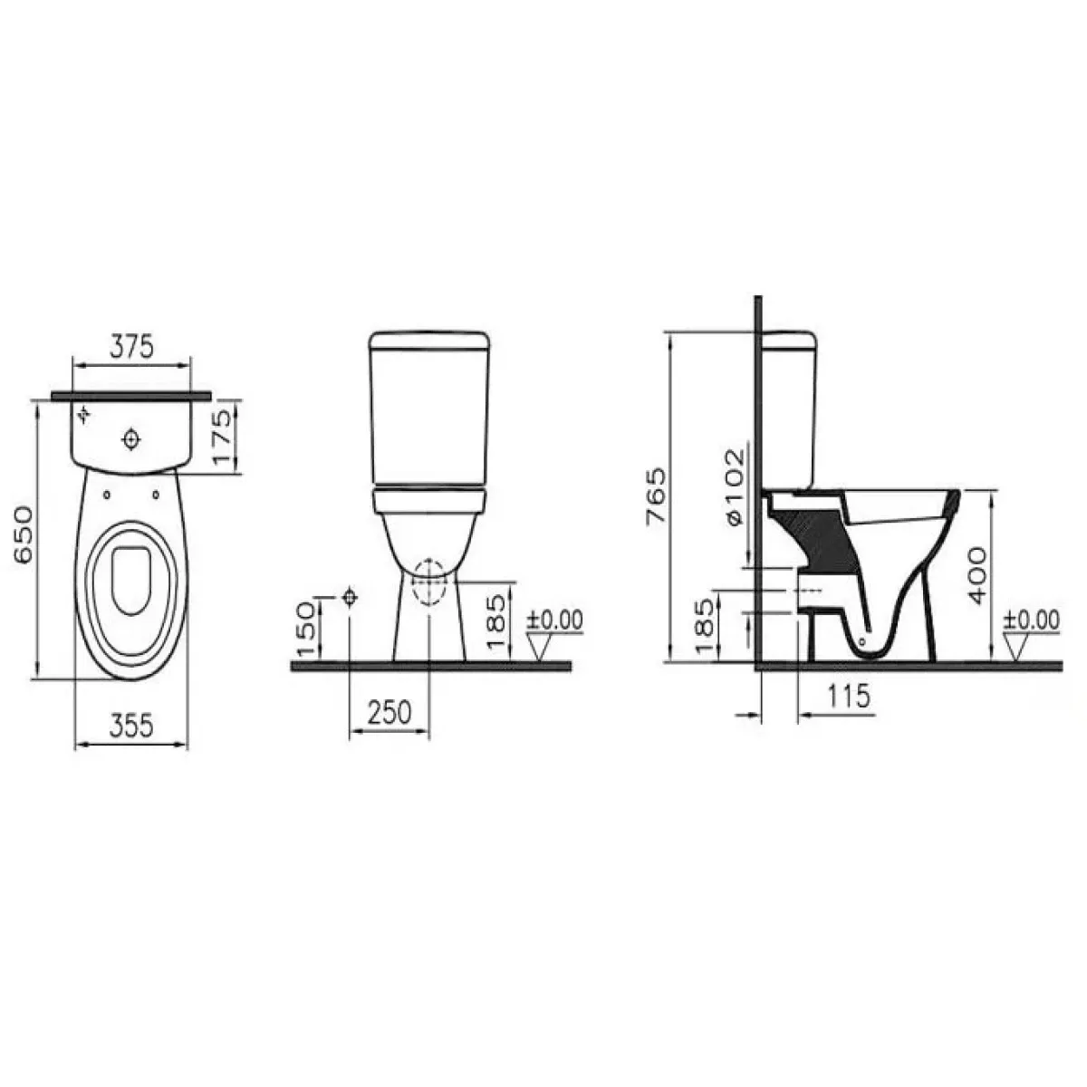 Унитаз-компакт Vitra Normus 9705B003-7201 с сиденьем, белый