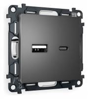 Розетка 2хUSB type A и C без рамки Ambrella Volt ALFA MA661010
