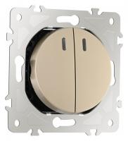 Выключатель двухклавишный с подсветкой без рамки Arte Milano 202 202.31-2.shampan