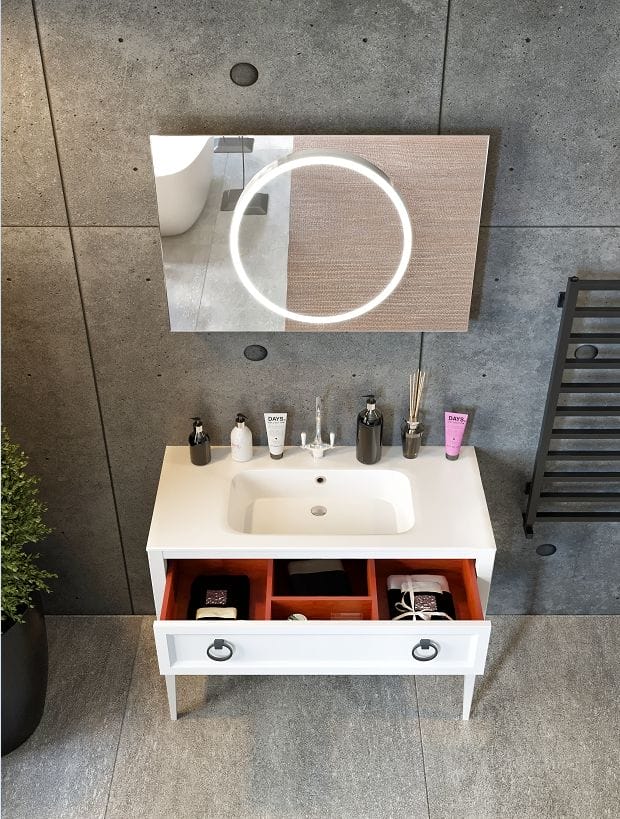 Тумба с раковиной Bagno Piu Vintage 86 белый матовый
