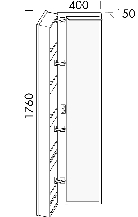 Пенал Burgbad Sys30 40 SPIJ040LF2238 с подсветкой фланелевый дуб