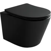Унитаз подвесной Ceramica Nova Balearica CN6000MB безободковый, с сиденьем микролифт, черный матовый