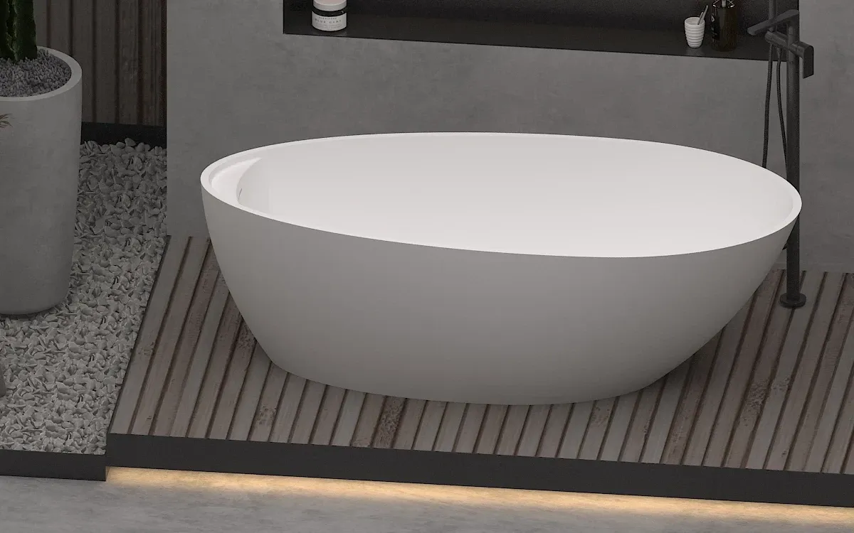 Ванна из литьевого мрамора Timo Mari Solid Surface MARI1700 170x80 см, отдельностоящая, белый матовый