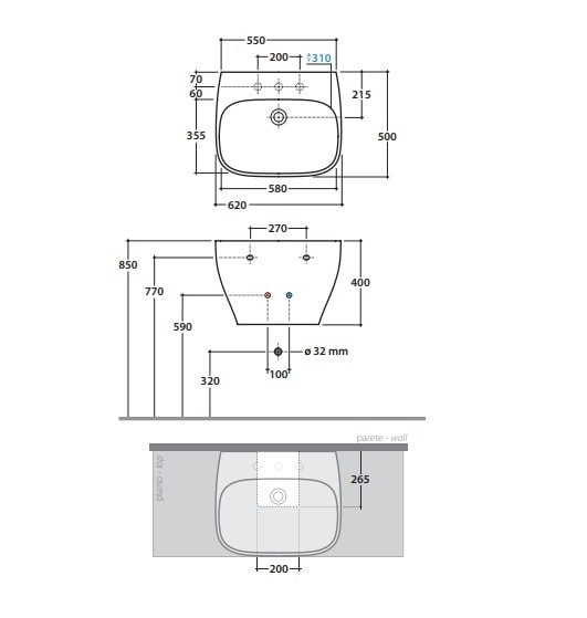 Раковина Globo Genesis 62 GE061BI