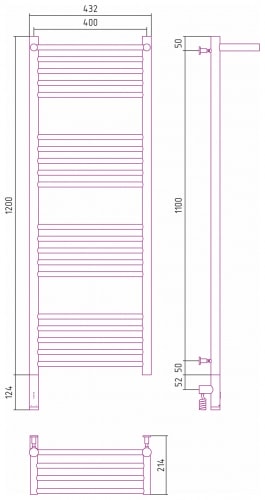 Электрический полотенцесушитель Сунержа Богема 3.0 с 1 полкой 1200х400 12-5806-1240 белый