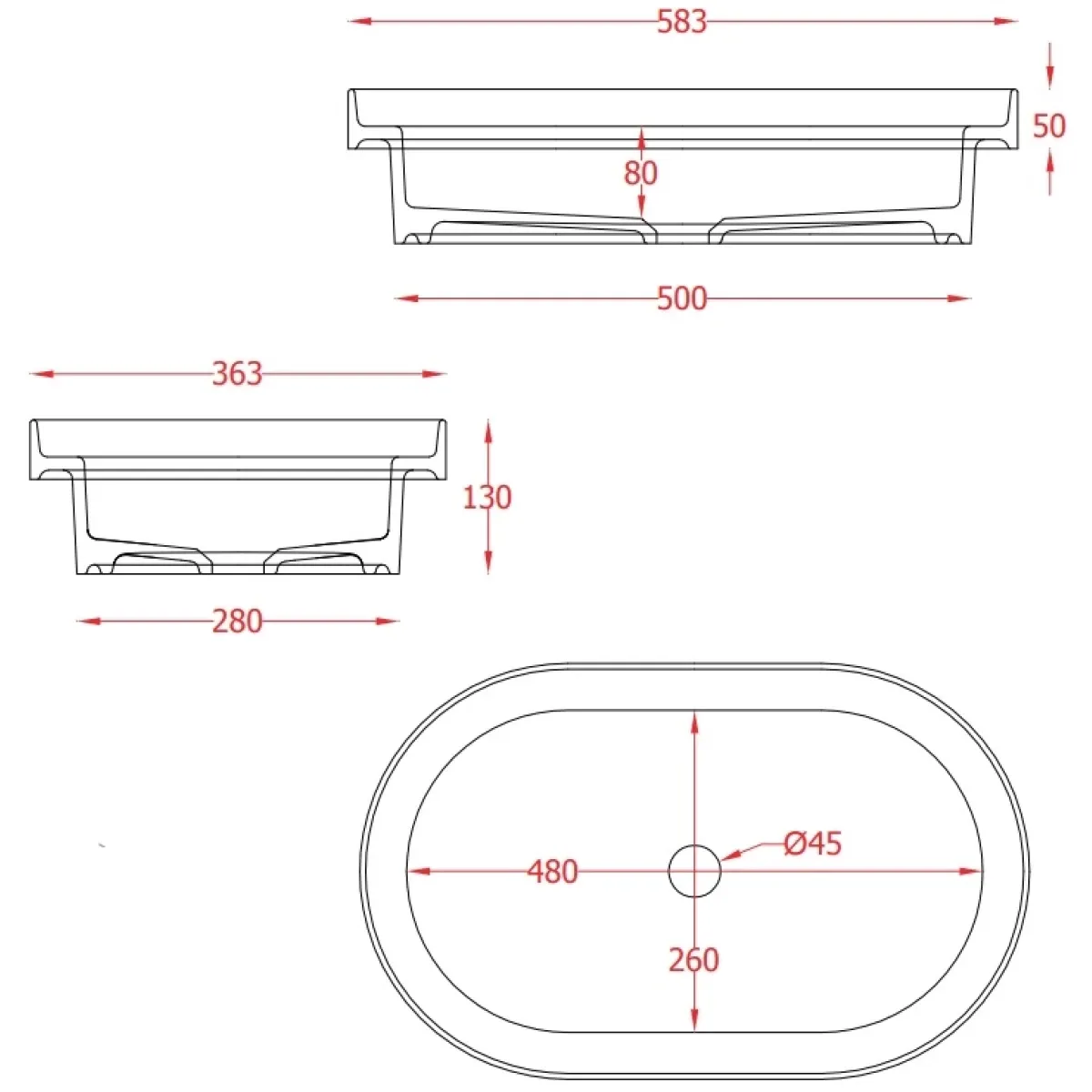 Раковина 58,3x36,3 см Artceram Fuori Scala TFL033 13 00