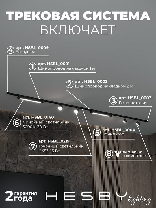 Комплект трековый Hesby Lighting Skylite №14 HSBL_kompl_S014_NI3B3K