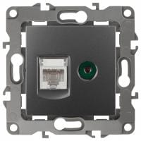 ТВ-розетка и розетка Ethernet RJ-45 без рамки Эра Эра 12 12-3110-12