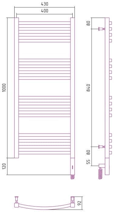 Электрический полотенцесушитель Сунержа Аркус 3.0 1000х400 30-5705-1040 матовый белый