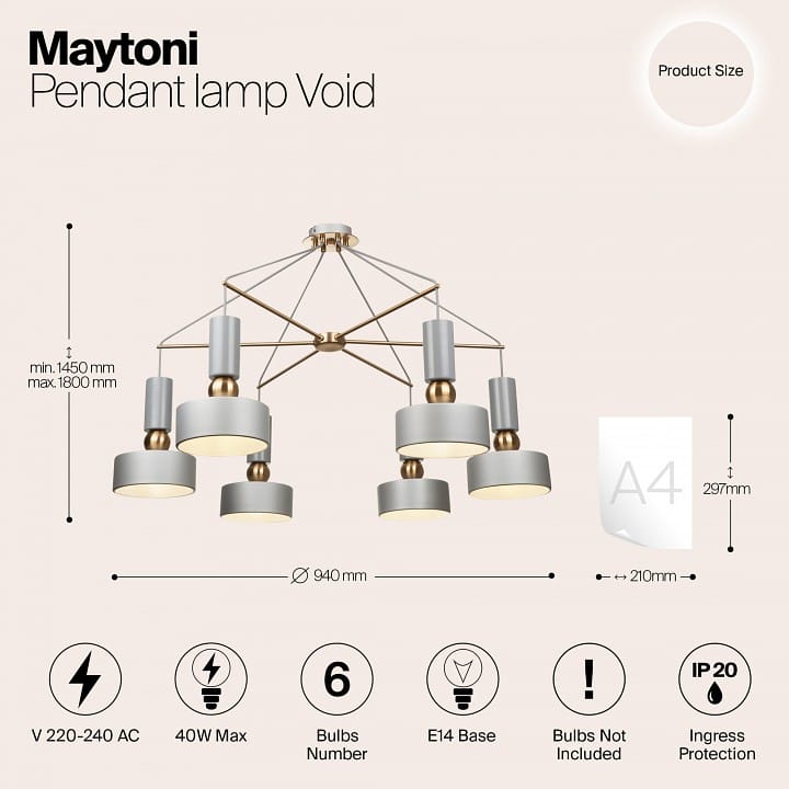 Потолочная люстра Maytoni Бездна MOD030PL-06GR