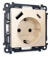 Розетка с заземлением и 2хUSB type A и C без рамки Ambrella Volt Quant MA310010