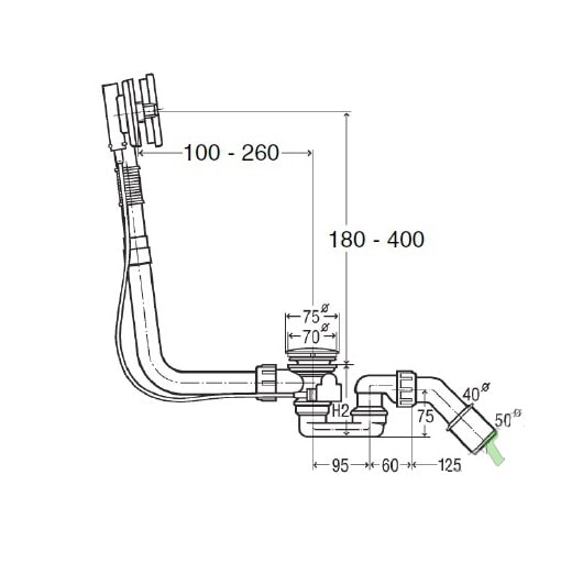 Слив-перелив Bette Multiplex M5 B600-901 стандартный хром