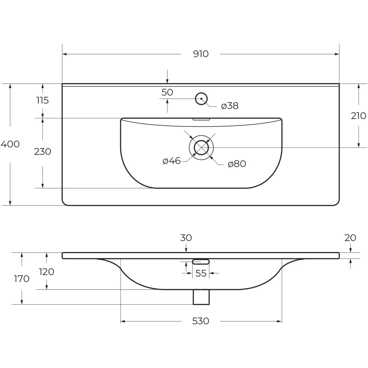 Раковина BelBagno BB-8099-3-90 91x40 см, накладная, белый
