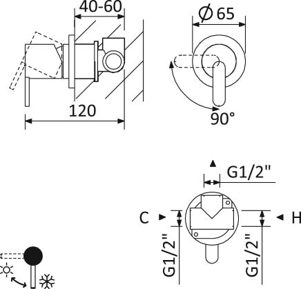 Смеситель для душа Cezares Leaf LEAF-DIM-L-01