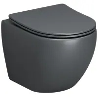 Унитаз подвесной Grossman GR-4455GMS безободковый, с сиденьем микролифт, серый матовый