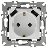 Розетка с заземлением и со шторкой и 2хUSB, без рамки Эра Эра 12 12-4109-01