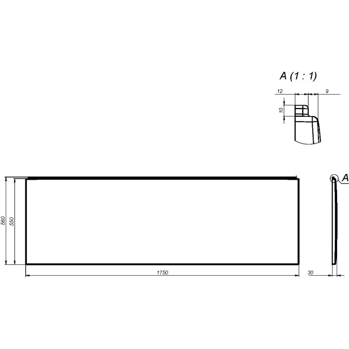 Фронтальная панель для ванны AM.PM Gem W93A-175-075W-P 175, белый