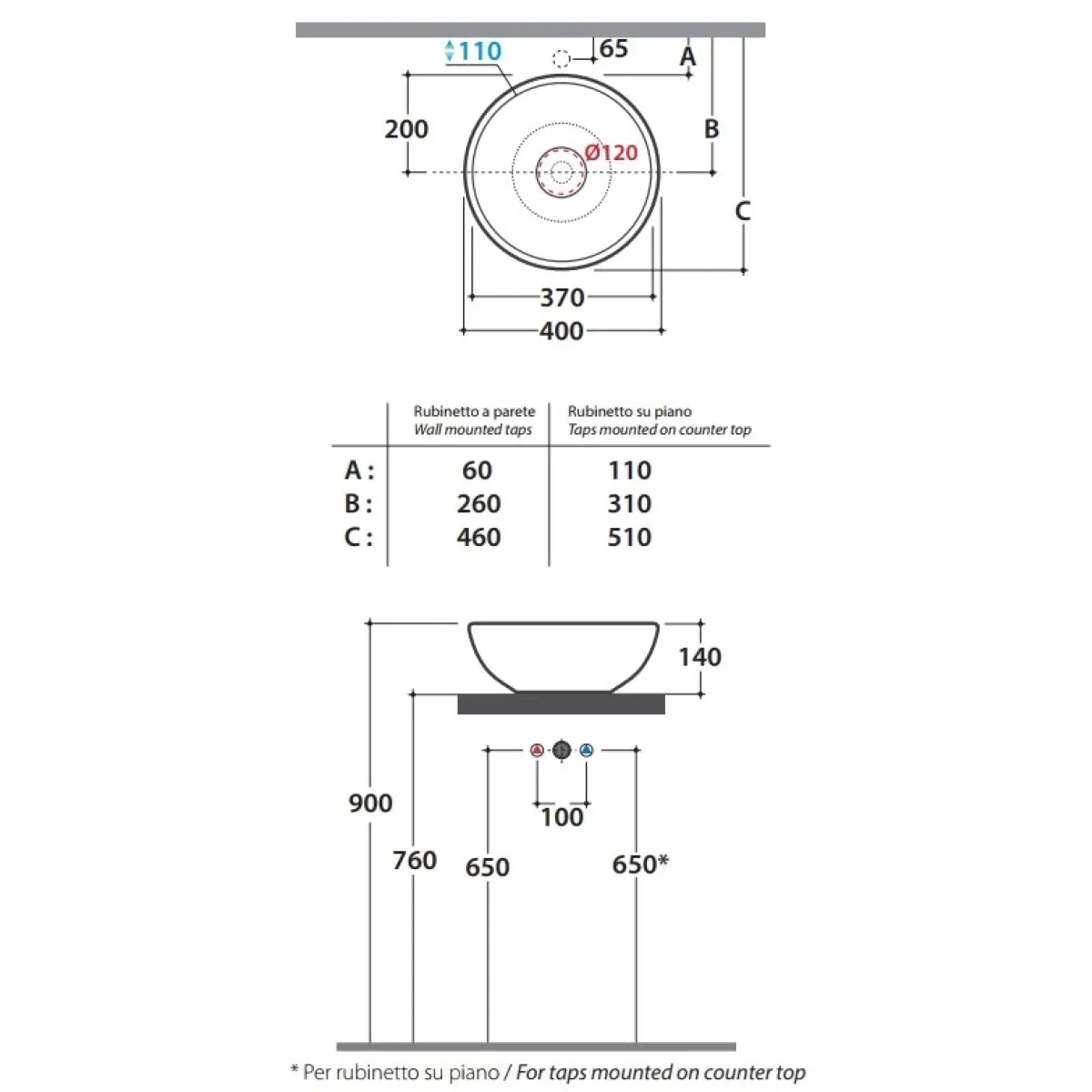 Раковина 40x40 см Globo Lavabi d'arredamento LAT41.bi*0