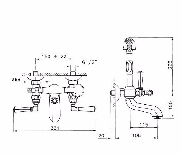 Смеситель для ванны Nicolazzi Teide Four 1901CR45