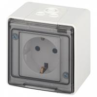 Розетка с заземлением с крышкой Эра Эра Эксперт 11-2501-01