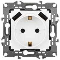 Розетка с заземлением и со шторкой и 2хUSB, без рамки Эра Эра 12 12-4109-01М