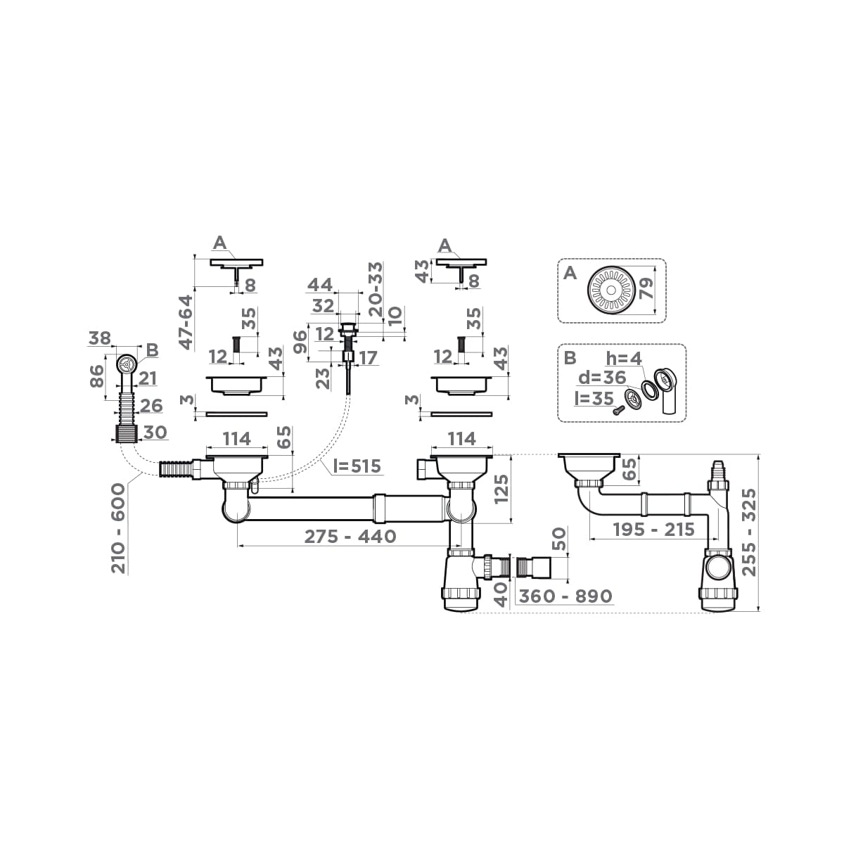 Сифон для мойки Omoikiri D-01-AB 4996529