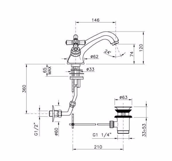 Смеситель для раковины Nicolazzi Teide Four 1932CR45