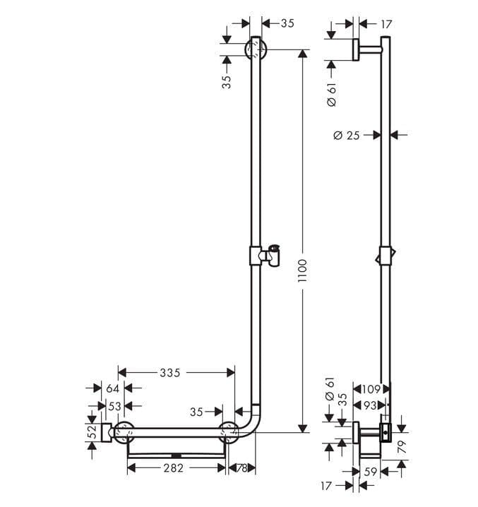 Душевая штанга hansgrohe Unica Comfort 26404400 правосторонняя 110 см