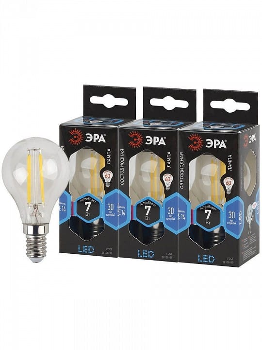 Лампа светодиодная Эра F-LED E14 7Вт 4000K F-LED P45-7W-840-E14
