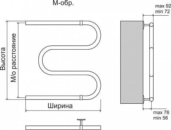 Полотенцесушитель водяной Terminus Эконом М-обр AISI 25 500х500 4620768888083