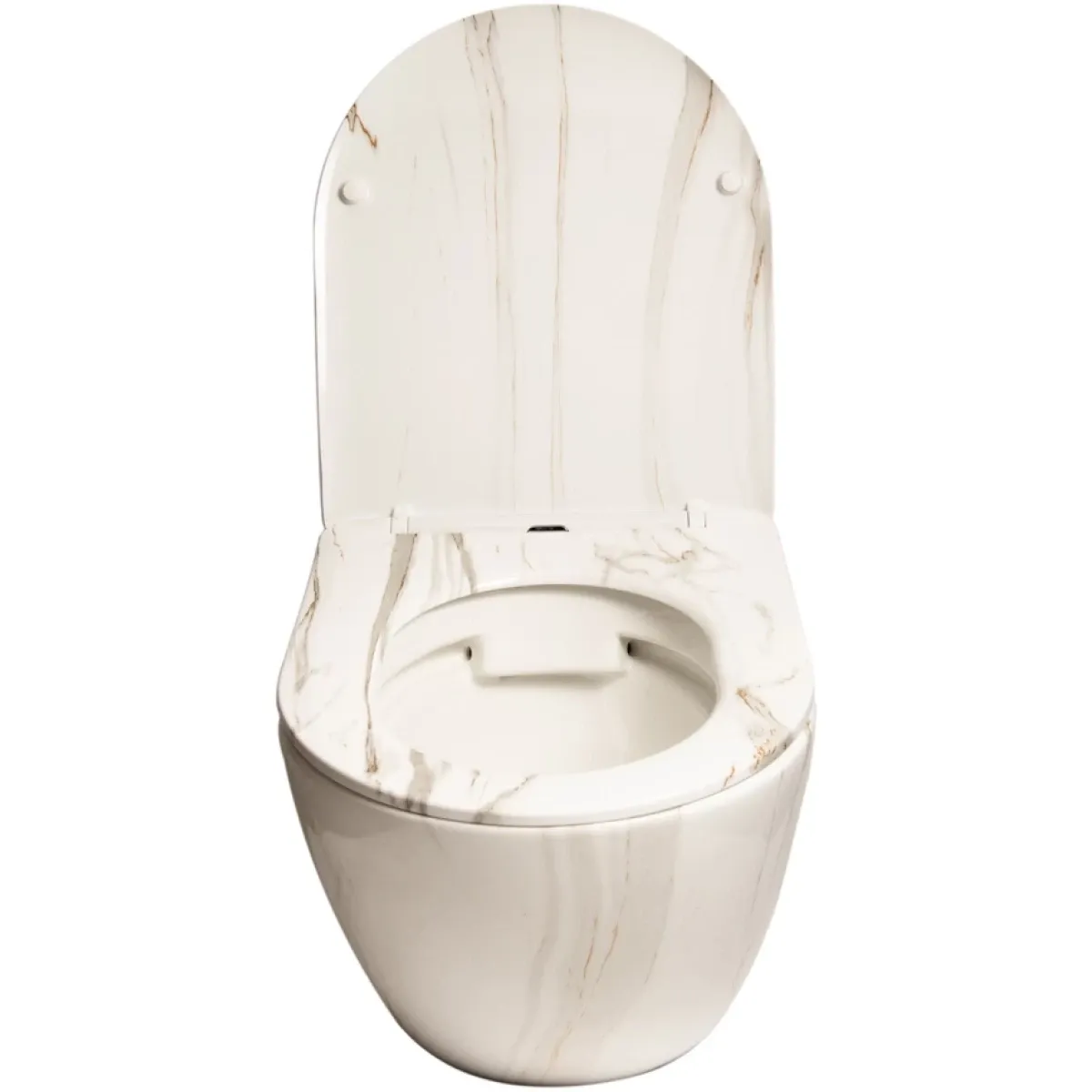 Унитаз подвесной SantiLine SL-5005MRB безободковый, с сиденьем микролифт, белый мрамор