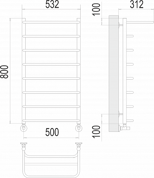 Полотенцесушитель водяной Terminus Полка П8 500х800 4670078530295
