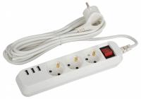 Удлинитель с выключателем Эра  U-3es-5m-USB