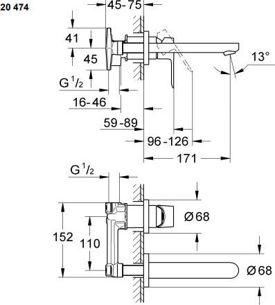 Смеситель для раковины Grohe BauEdge 20474000