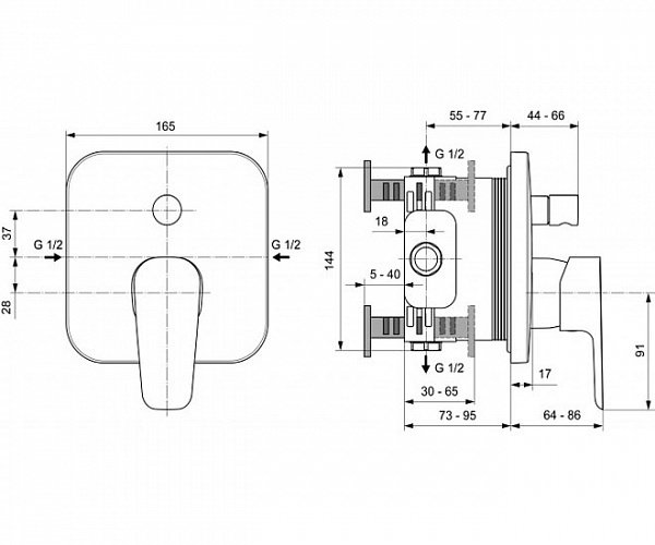 Смеситель для ванны Ideal Standard Ceraplan III A6115AA встраиваемый