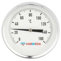 Термометр VARMEGA биметаллич. с погр. гильзой 80 мм, 160гр.С, штуц.75 мм, 1/2", VMMT02-807504