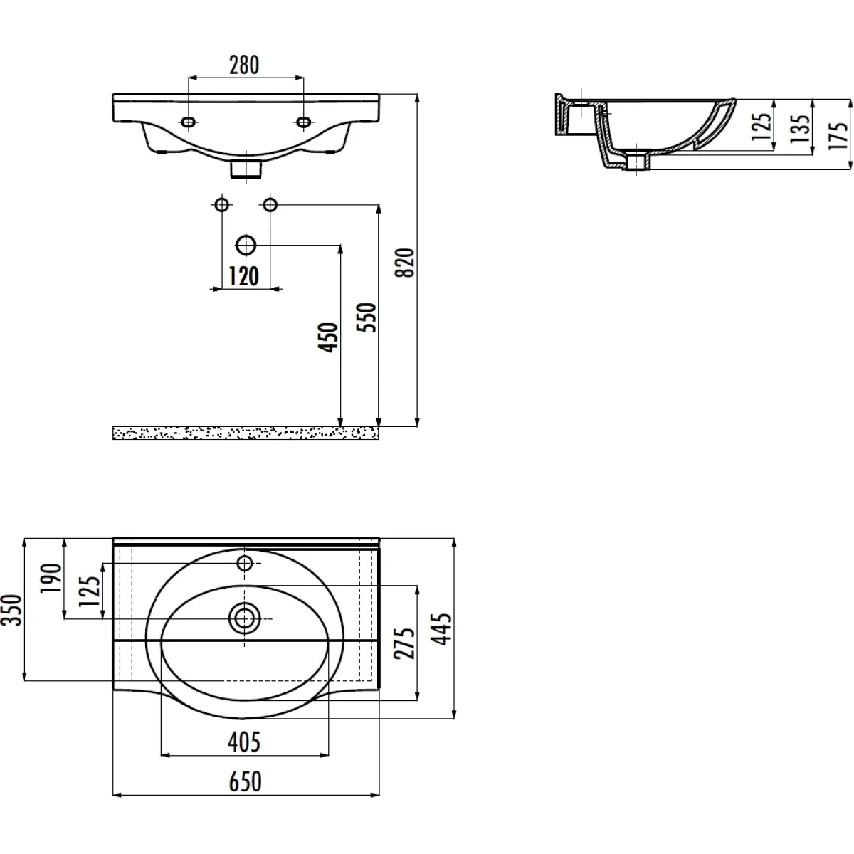Раковина Creavit Etol ET165-00CB00E-0000 65x44,5 см, накладная, подвесная, белый